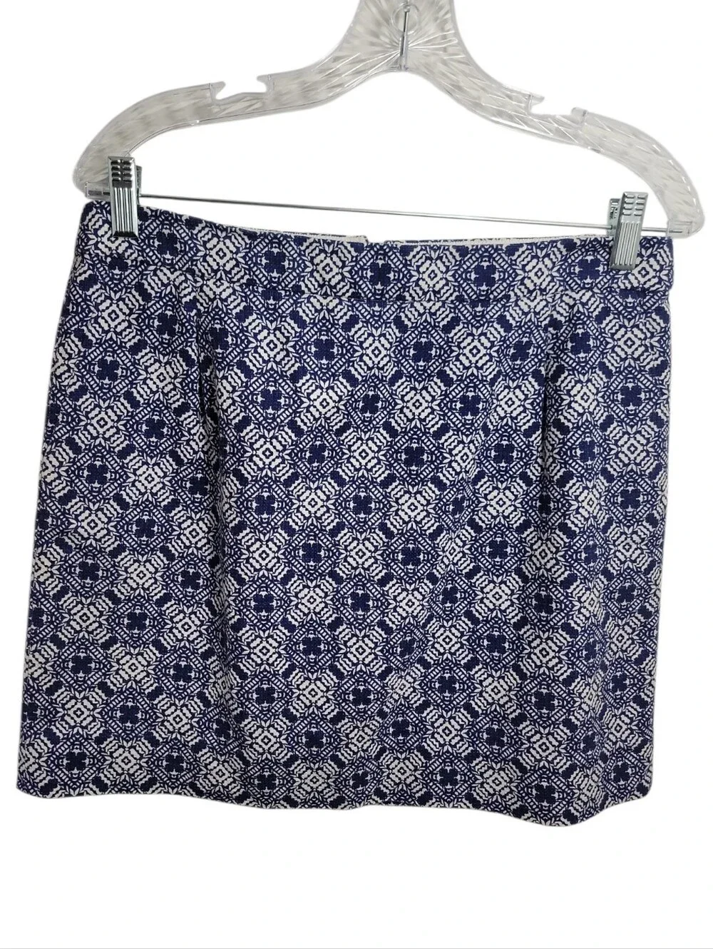 J. Crew blue white textured geometric print cotton mini skirt women's size 10